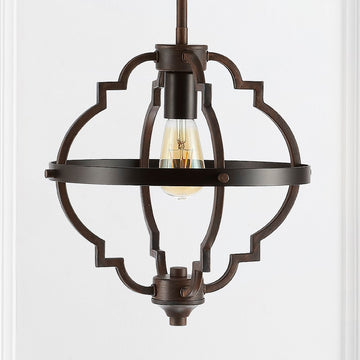 Ogee 12.5" Adjustable Iron Rustic Industrial LED Pendant - JONATHAN Y